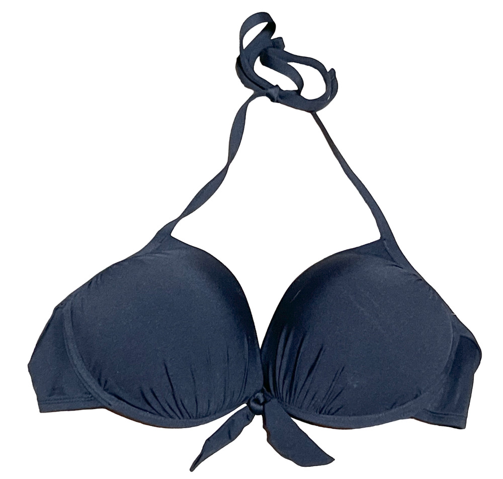 NEW MYNAH BLACK PUSH UP PADDED SWIMSUIT BIKINI SWIM HALTER TOP SIZE LARGE